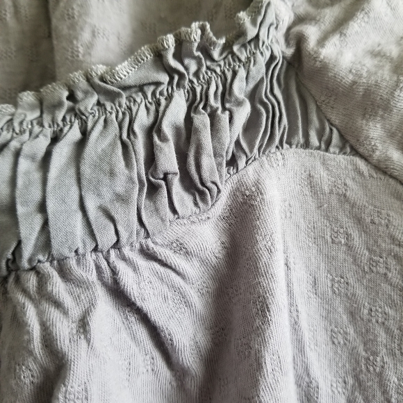 Top, cotton, balloon sleeves, grey - Picture 3 of 5